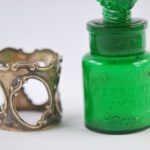 19 Sajand Inglise parfüümipudel, roheline klaas, sterling hõbe