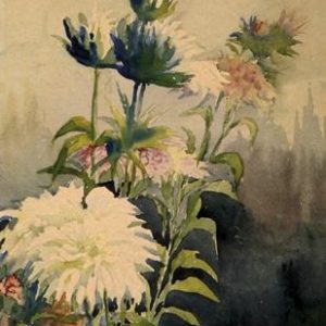 Aleksander Promet (1879-1938) Krüsanteemid" akvarell"