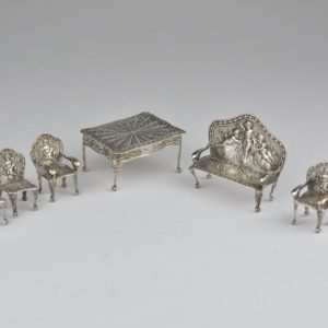 Antique dollhouse furniture, silver 950
