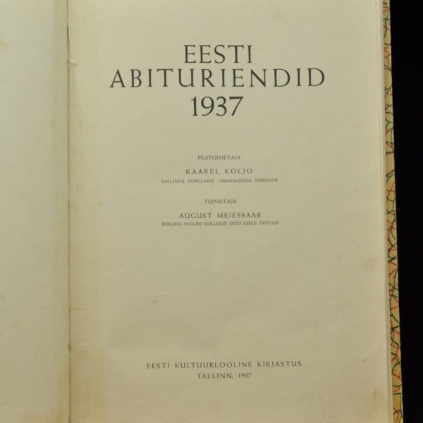 Antiikne raamat - Eesti abituriendid 1937