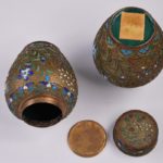Pair of Asian Antique Enamel covered tea jars