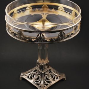 Art Nouveau Glass bowl on metal stand