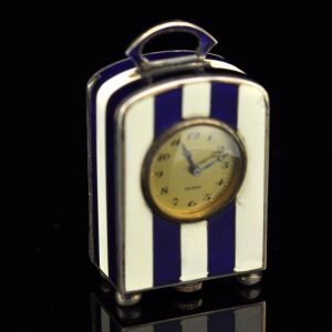 Art Deco miniatuur emailiga hõbe kell - Ateliers Juvenia, Pariis