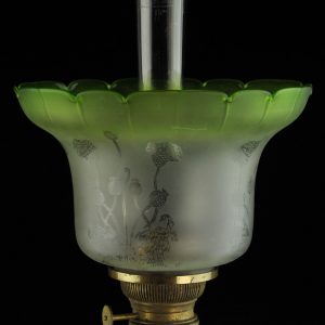 Antique oil lamp with a green dome
