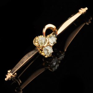 Antique 583 gold  brooch , 3 diamonds