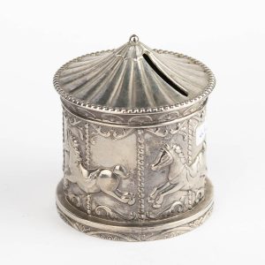 Antique carousel shape coin bank
