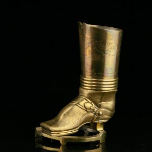 Antique pencil holder, bronze boot