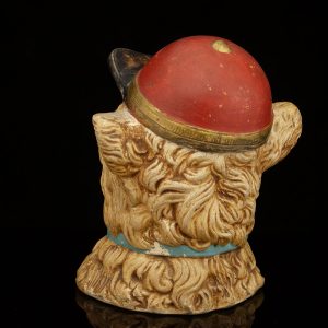 Antique terracotta tobacco jar , fireman dog head figure