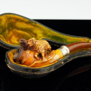 Antique 19th century meerschaum dog shaped smoking pipe