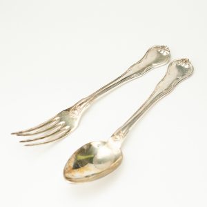 Antique silver spoon and fork