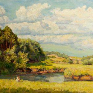 Antique landscape oil painting