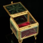 Antique glass bronze trinket box