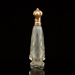 Antiikne 19.saj. Prantsuse parfüümi pudel, kristall kullaga