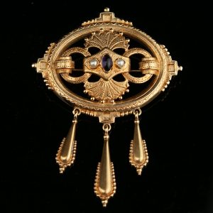Antiikne pross, 585 kuld, ametüst, pärlid - Kalevala Koru