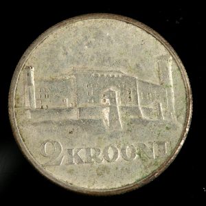 Antique Estonian silver coin 2 Krooni 1930