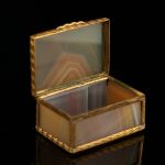 Antique agate bronze gilt snuff box, trinket box