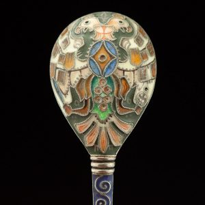 FABERGE - Antique Russian enamel 88 silver spoon