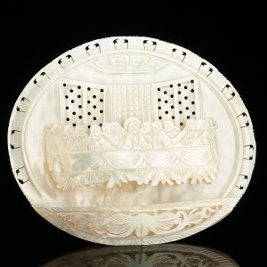 Antique Israel mother of pearl engraved icon of the last supper