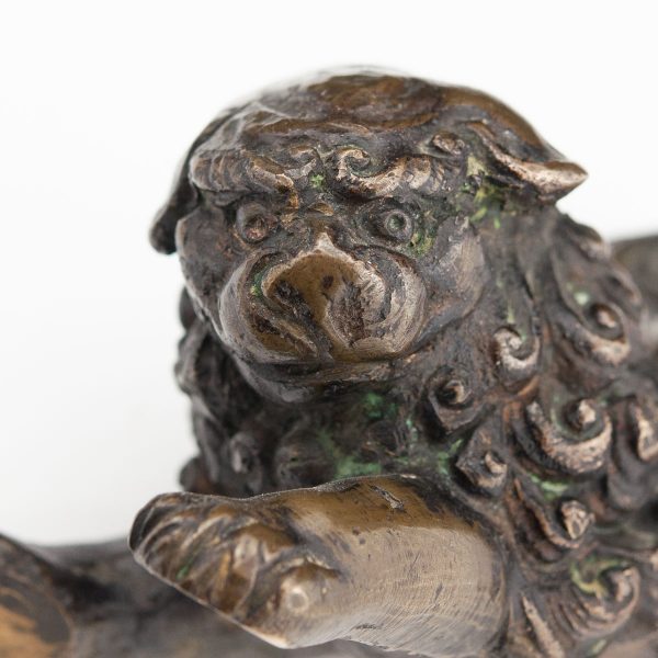Antiikne Hiina foo koera figuur, pronks