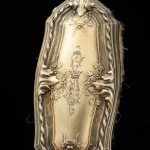 Antique gilt glass silver box and brush