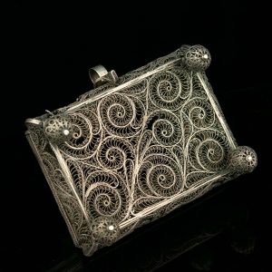 Antique silver filigree trinket box