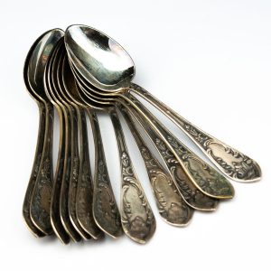 12 Antique silver table spoons
