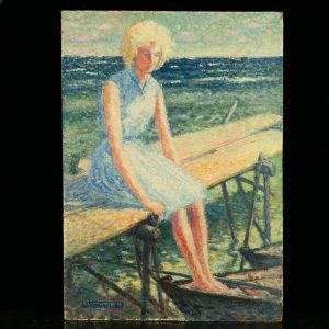 Ermi Littover (1921-2015) oil on carton - Kanepa lady 1963