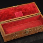 Antique wood box with a key