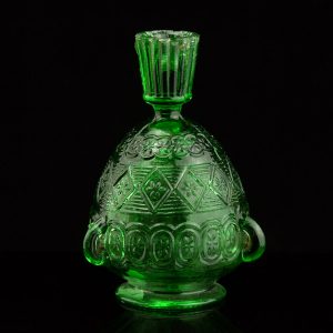 Antique green glass icon lamp