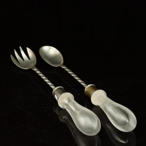 Antiue glass handle salad serving spoon and fork