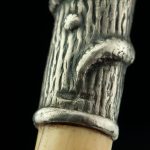 Antique walking stick, silver ivory - panther & snake figures