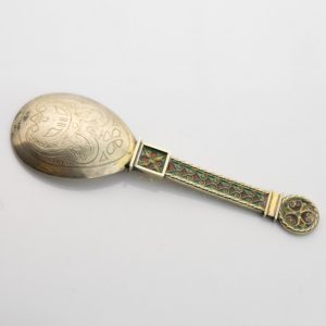 Antique plique a jour enamel Norwegian silver 916 spoon
