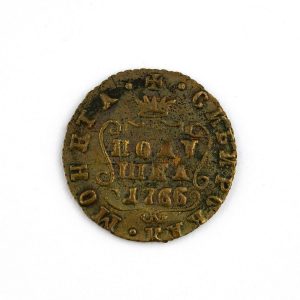 Antique Russian copper coin - 1 polushka 1766 Eliszabeth II