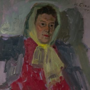 Irina Bržeska (1909-1990) Naise portree salliga,õlimaal 1959a