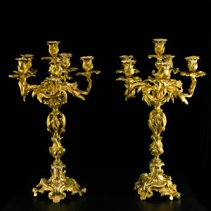 Antiiksed pronksist küünlajalad 2 tk,barokk