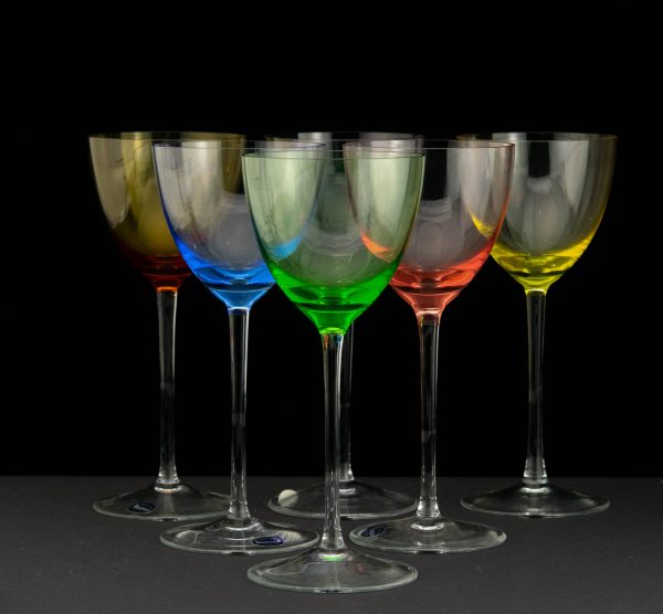 Värvilised klaasist veinipokaalid 6 tk, Kvetna Bohemia (200ml)