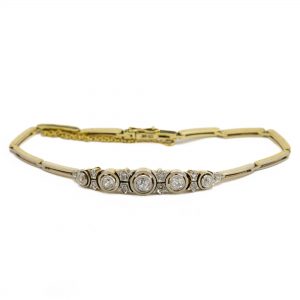 Gold 585 bracelet with diamonds, 14pc = 0.53ct total