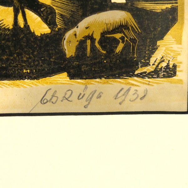 Eduard Rüga (1903-1997) graafika Küla ja loomade karjatamine,1938