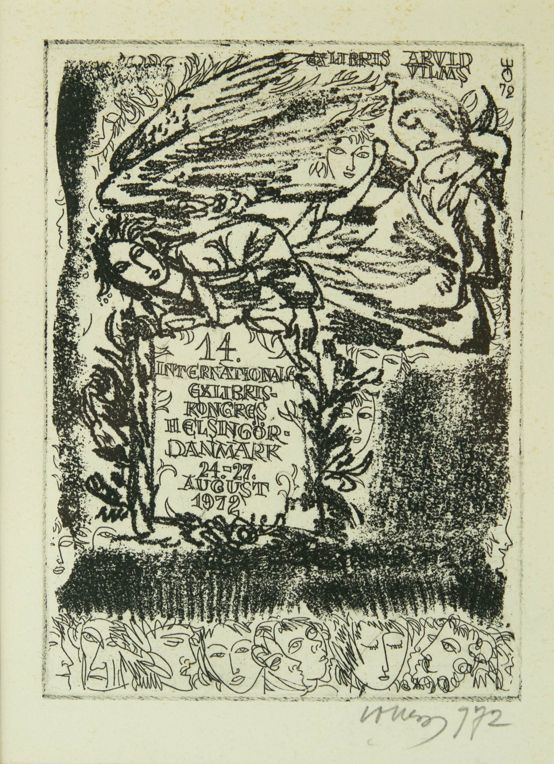 Evald Okas (1915-2011) exlibris-graafika Arvid Vilms ,1972a Evald Okas (1915-2011) exlibris-graafika Arvid Vilms ,1972a