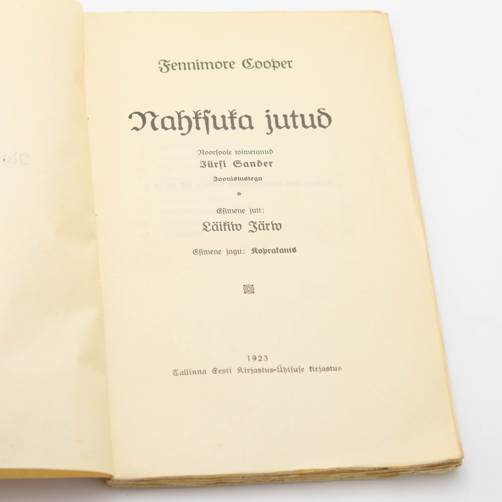 Raamat-Nahksuka jutud,Fennimore Cooper 1923a Tallinn