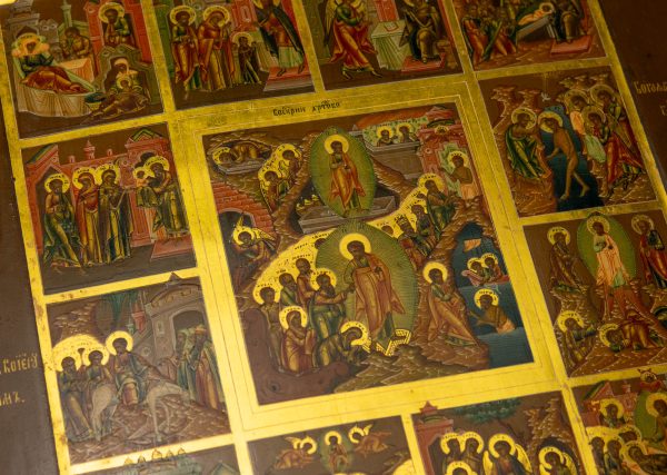 Antiikne 19saj Vene ikoon Prazniki (Lihavõtte pühade ikoon)