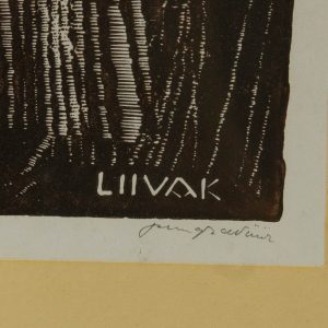 Paul Liivak (1900-1942) graafika Maastik kurgedega,puugravüür Paul Liivak (1900-1942) graafika Maastik kurgedega,puugravüür