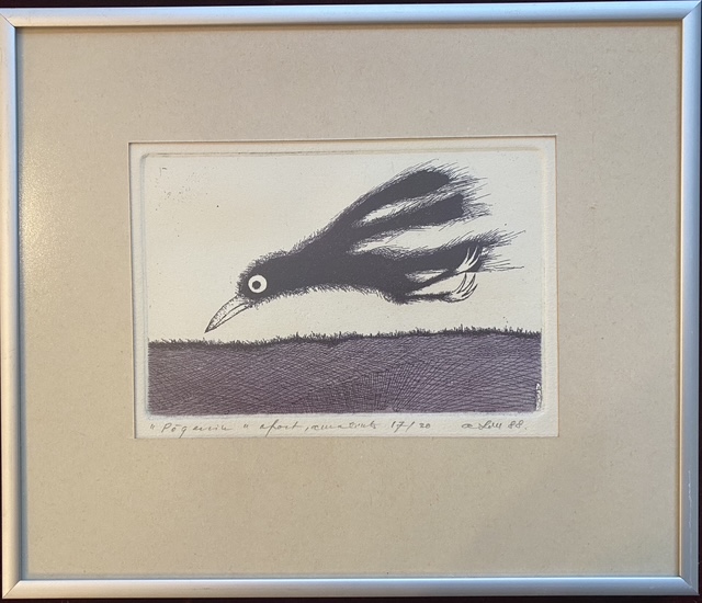 Ado Lill (1932-2018) graafika Põgenik,ofort,akvatinta 17/20 1988a Ado Lill (1932-2018) graafika Põgenik,ofort,akvatinta 17/20 1988a