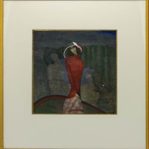 Makarenko Volodymyr pastell Daam punases kleidis,signeeritud MAKAR 1975
