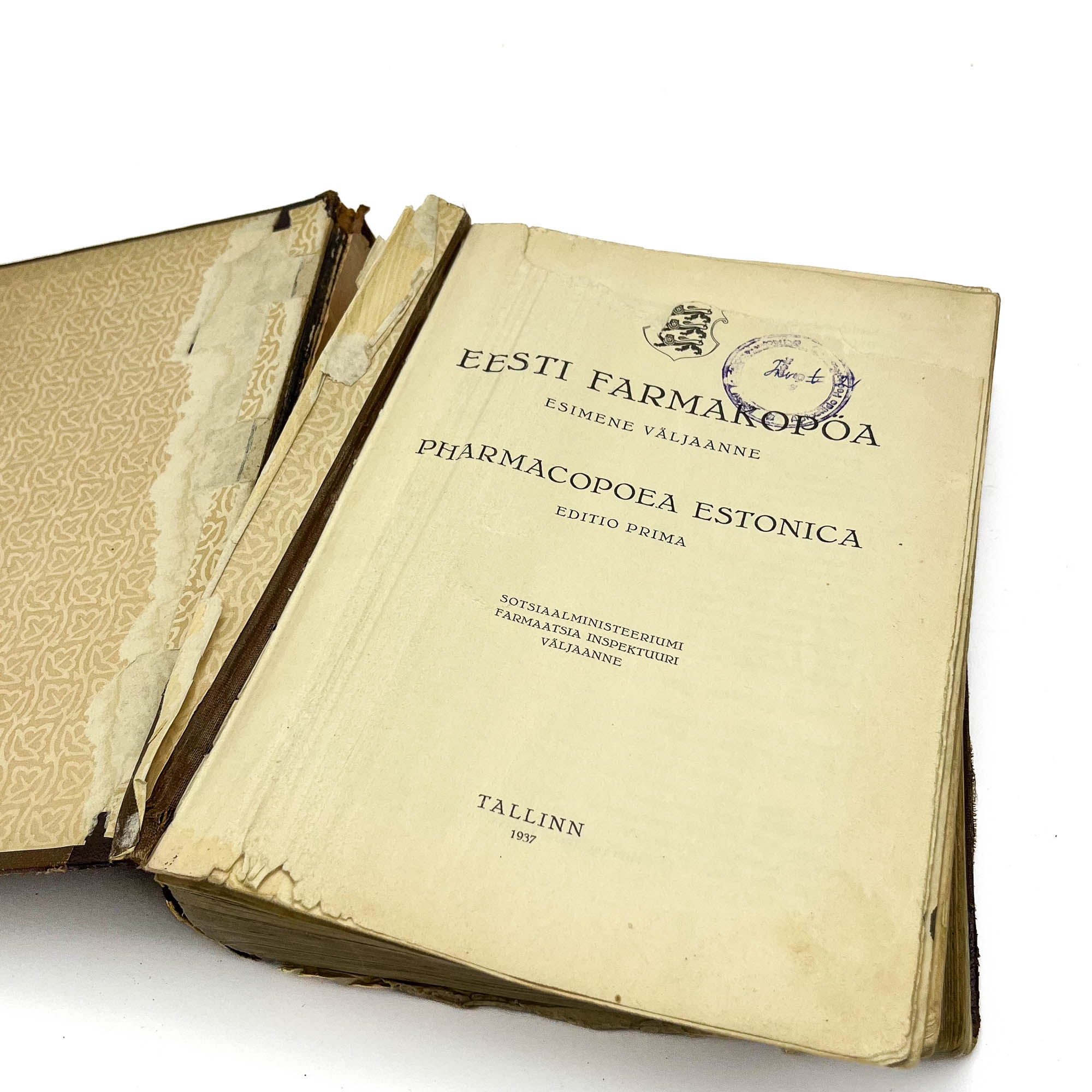 EW aegne raamat-Eesti Farmakopöa.Esimene väljaanne Tallinn 1937a