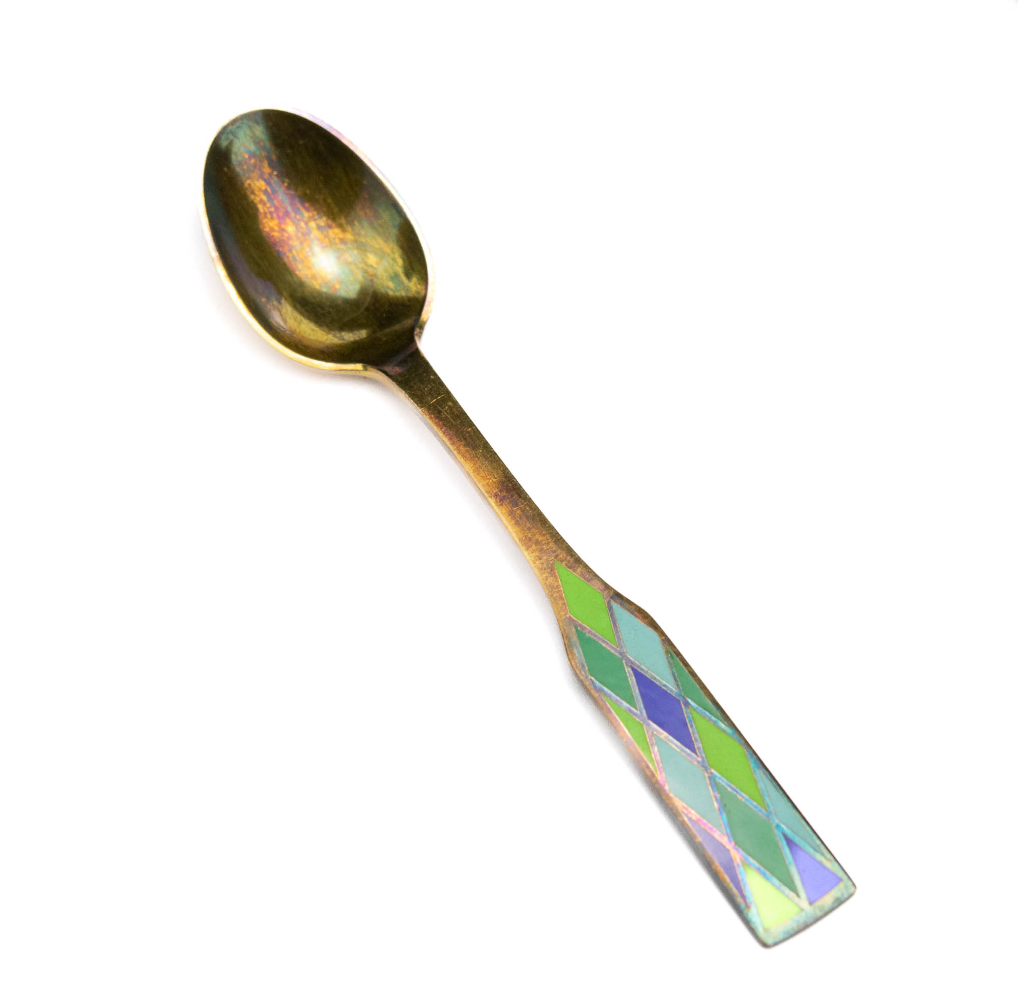 Taani kullatud hõbelusikad emailiga Georg Jensen