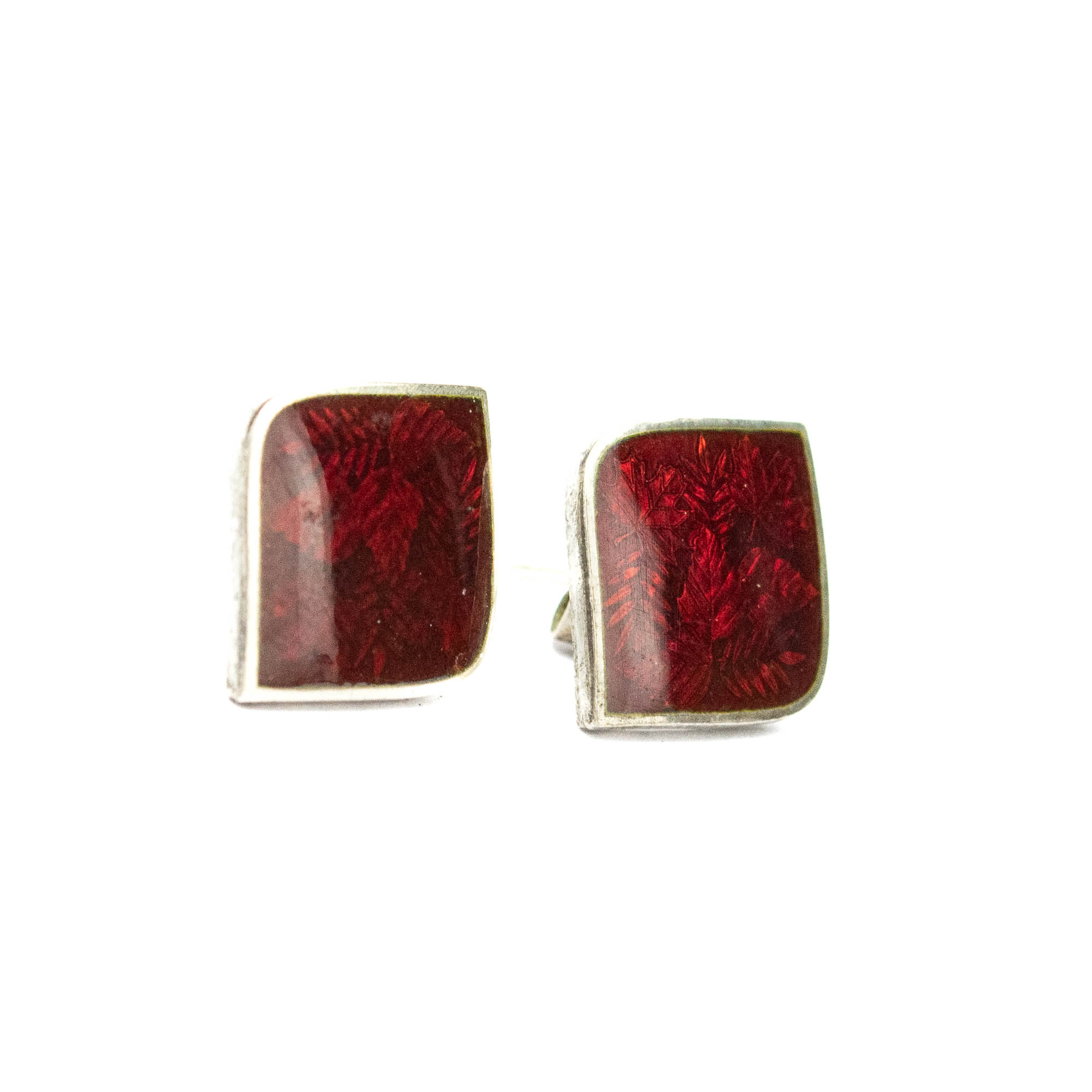 Kõrvarõngad punase emailiga, 925 hõbe