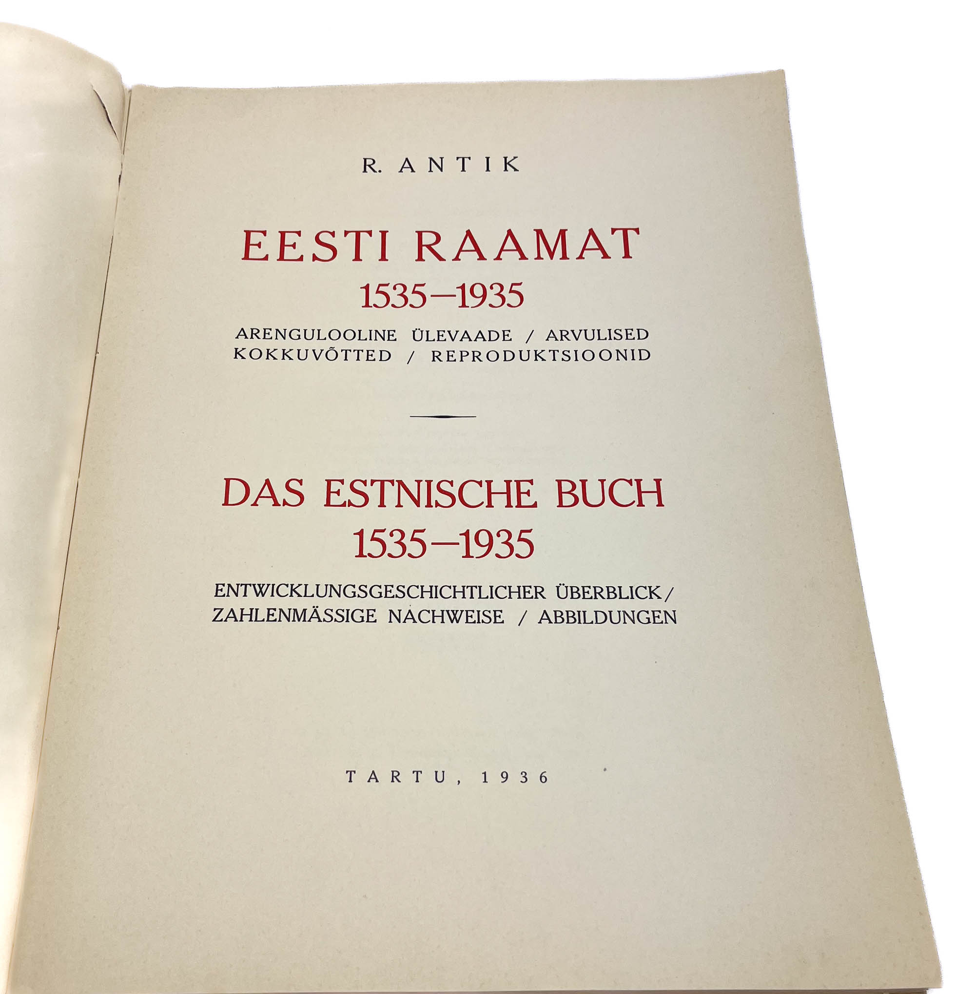 EW aegne raamat-Eesti Raamat 1535-1935,R.Antik Tartu 1936a