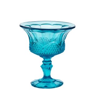 Antiikne pressklaasist sinine jalaga kauss