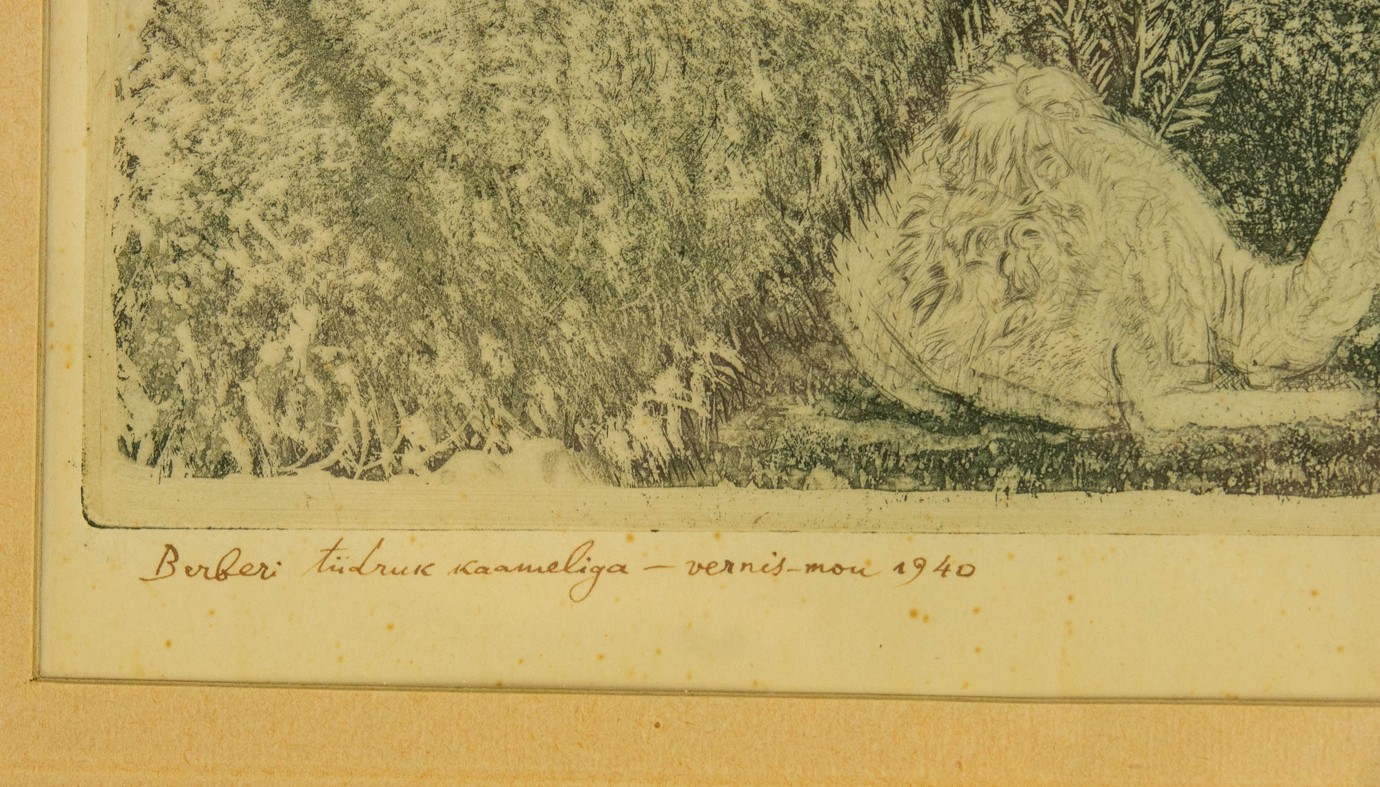 Eduard Wiiralti (1898-1954) Berberi tüdruk kaameliga-Vernis-mou 1940,pehmelakk